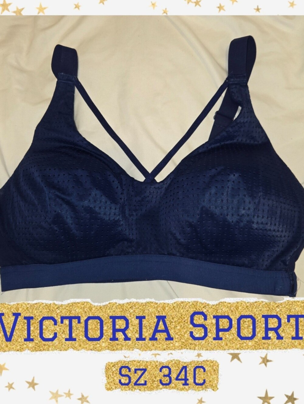 Victoria Sport Navy Wireless Bralette Sz 34C